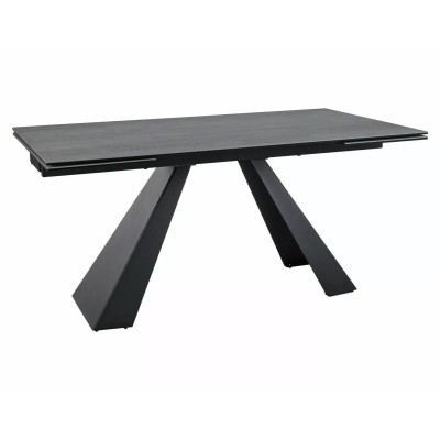 Стол обеденный SIGNAL SALVADORE Ceramic Pietra Di Savoia светло-серый/черный мат 160-240/90